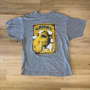 Vintage 1985 Joe Camel Cigarettes Gray Shirt Sz XL Single Stitch Americana 80s